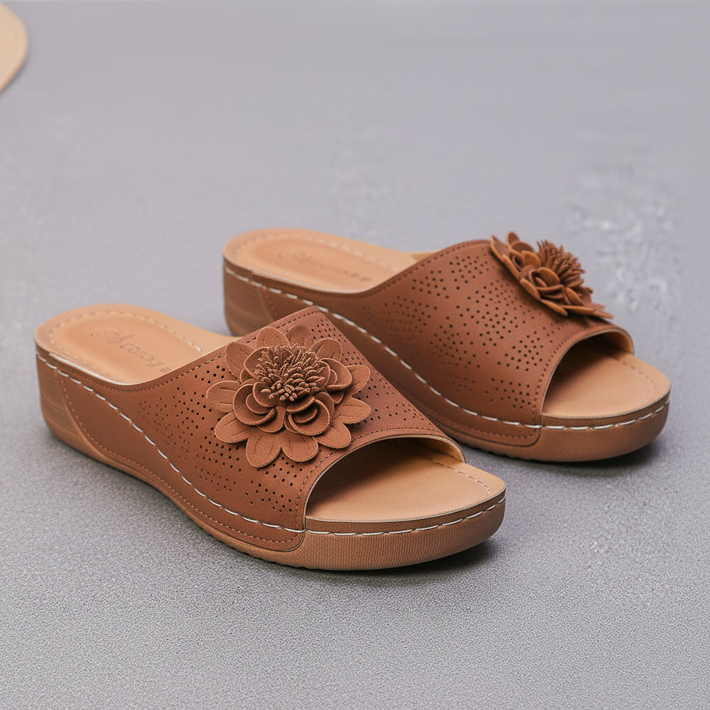 Flower Wedges Sandals Summer Fashion Retro Hollow Sandals Holiday Beach Shoes For Women....