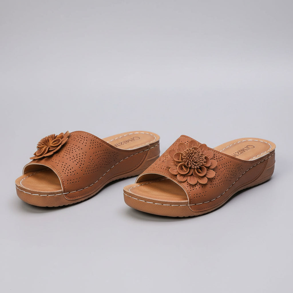 Flower Wedges Sandals Summer Fashion Retro Hollow Sandals Holiday Beach Shoes For Women..