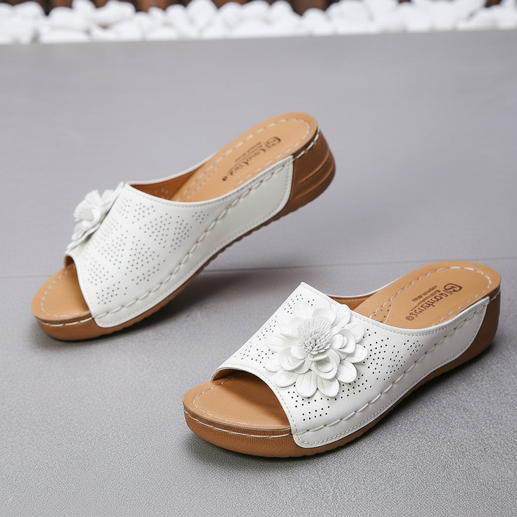 Flower Wedges Sandals Summer Fashion Retro Hollow Sandals Holiday Beach Shoes For Women_